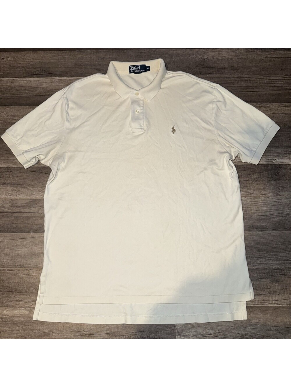 Polo Ralph Lauren Shirt Mens XL Ivory Off White Golf Single Stitch Botton